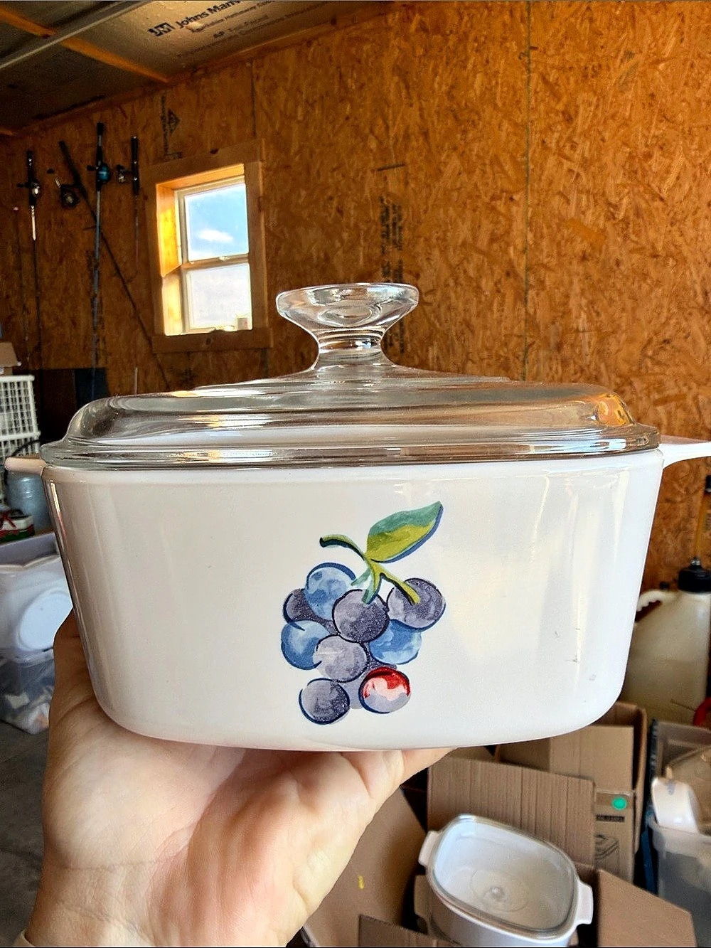 CorningWare Fruit Basket Grape Casserole Dish White & Blue